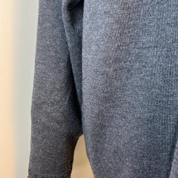 Valerie Stevens Beaded Open Front Gray 2XL Cardigan 100% Merino!!! - Picture 9 of 13
